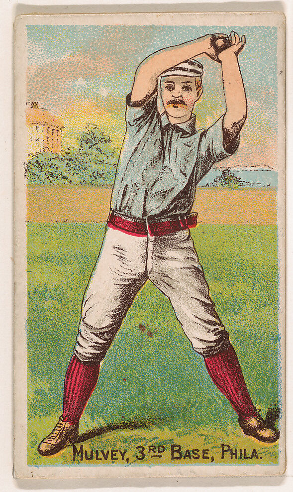 Mulvey, 3rd Base, Philadelphia, from the Gold Coin series (N284) for Gold Coin Chewing Tobacco, D. Buchner &amp; Co., New York (American, 19th century), Commercial color lithograph reproducing drawing 
