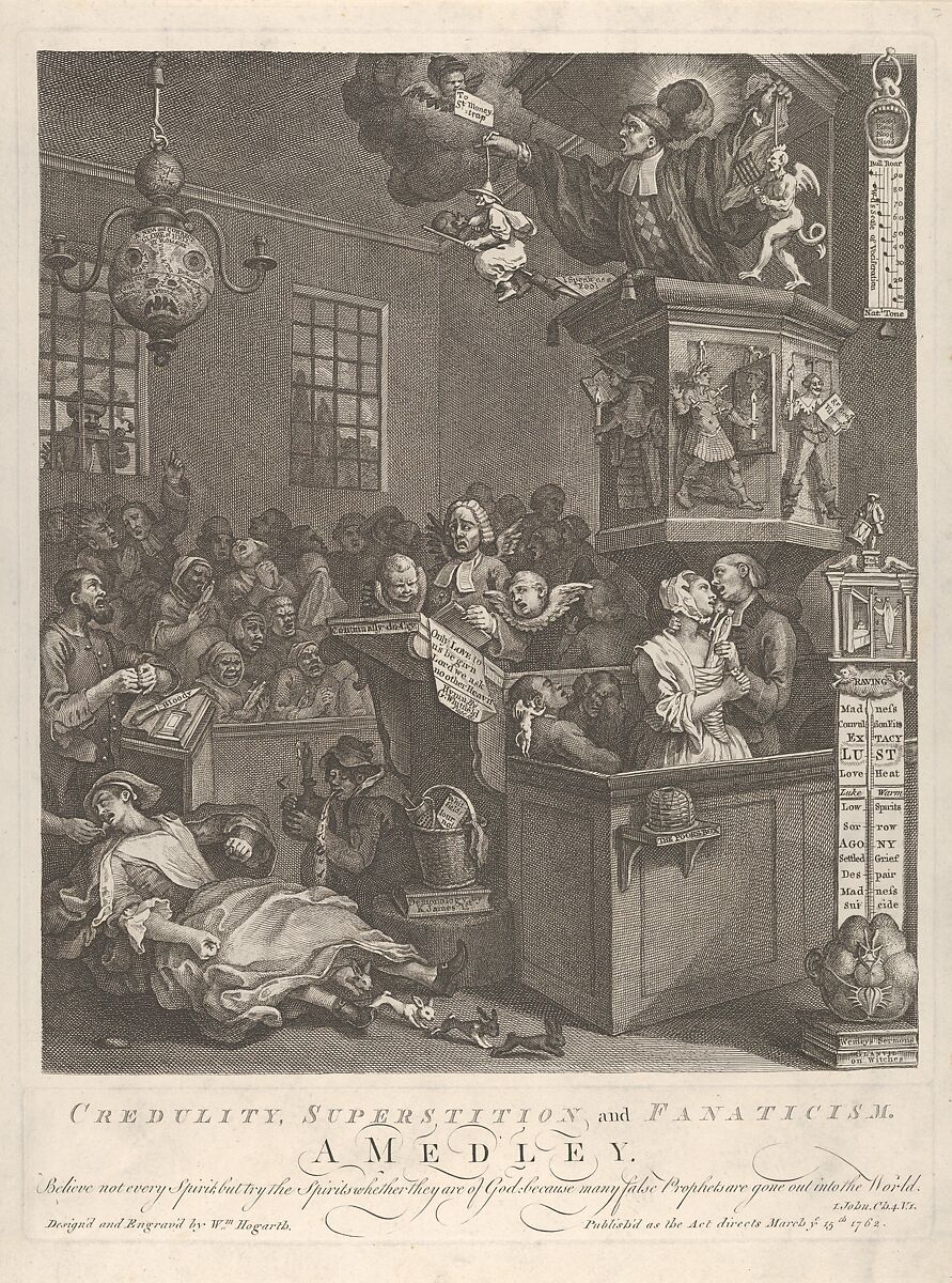 Credulity, Superstition, and Fanaticism, William Hogarth (British, London 1697–1764 London), Etching and engraving; second state of two 