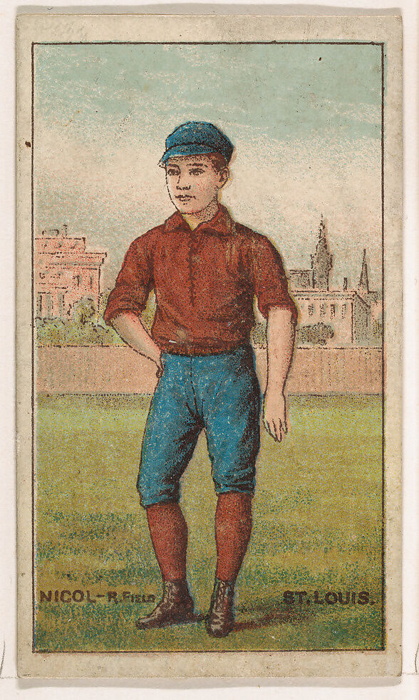 Nicol, Right Field, St. Louis, from the Gold Coin series (N284) for Gold Coin Chewing Tobacco, Issued by D. Buchner &amp; Co., New York (American, 19th century), Commercial color lithograph reproducing drawing 