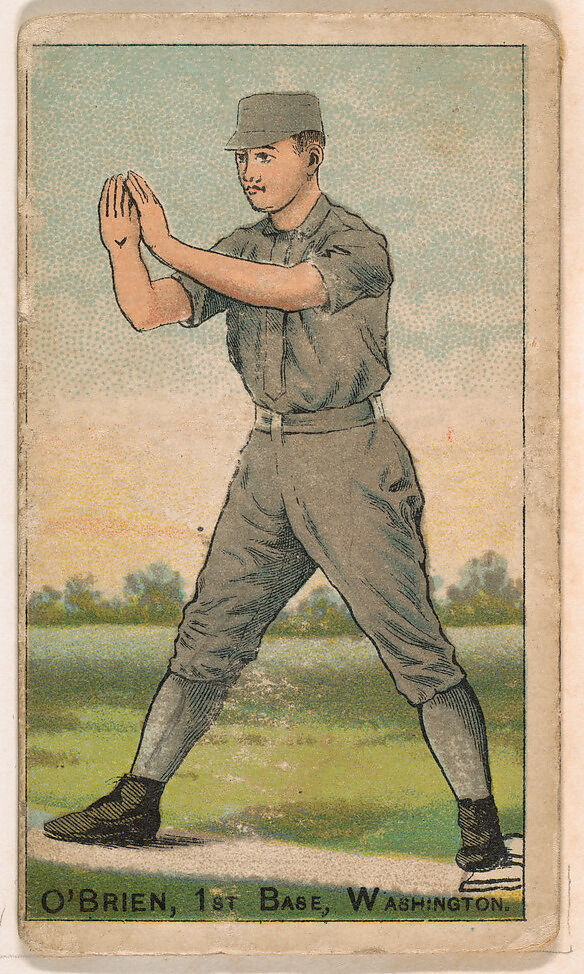 O'Brien, 1st Base, Washington, from the Gold Coin series (N284) for Gold Coin Chewing Tobacco, Issued by D. Buchner &amp; Co., New York (American, 19th century), Commercial color lithograph reproducing drawing 