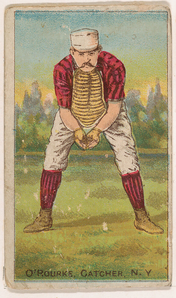 O'Rourke, Catcher, New York, from the Gold Coin series (N284) for Gold Coin Chewing Tobacco, D. Buchner &amp; Co., New York (American, 19th century), Commercial color lithograph reproducing drawing 