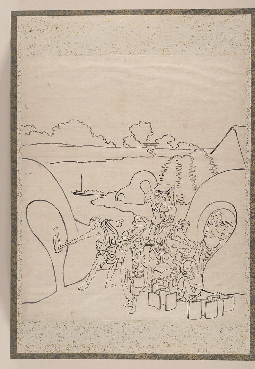 Album of Sketches by Katsushika Hokusai and His Disciples, Katsushika Hokusai (Japanese, Tokyo (Edo) 1760–1849 Tokyo (Edo)), Album of ninety-seven leaves; ink and color on paper, Japan