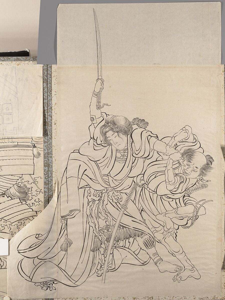 Album of Sketches by Katsushika Hokusai and His Disciples, Katsushika Hokusai (Japanese, Tokyo (Edo) 1760–1849 Tokyo (Edo)), Album of ninety-seven leaves; ink and color on paper, Japan