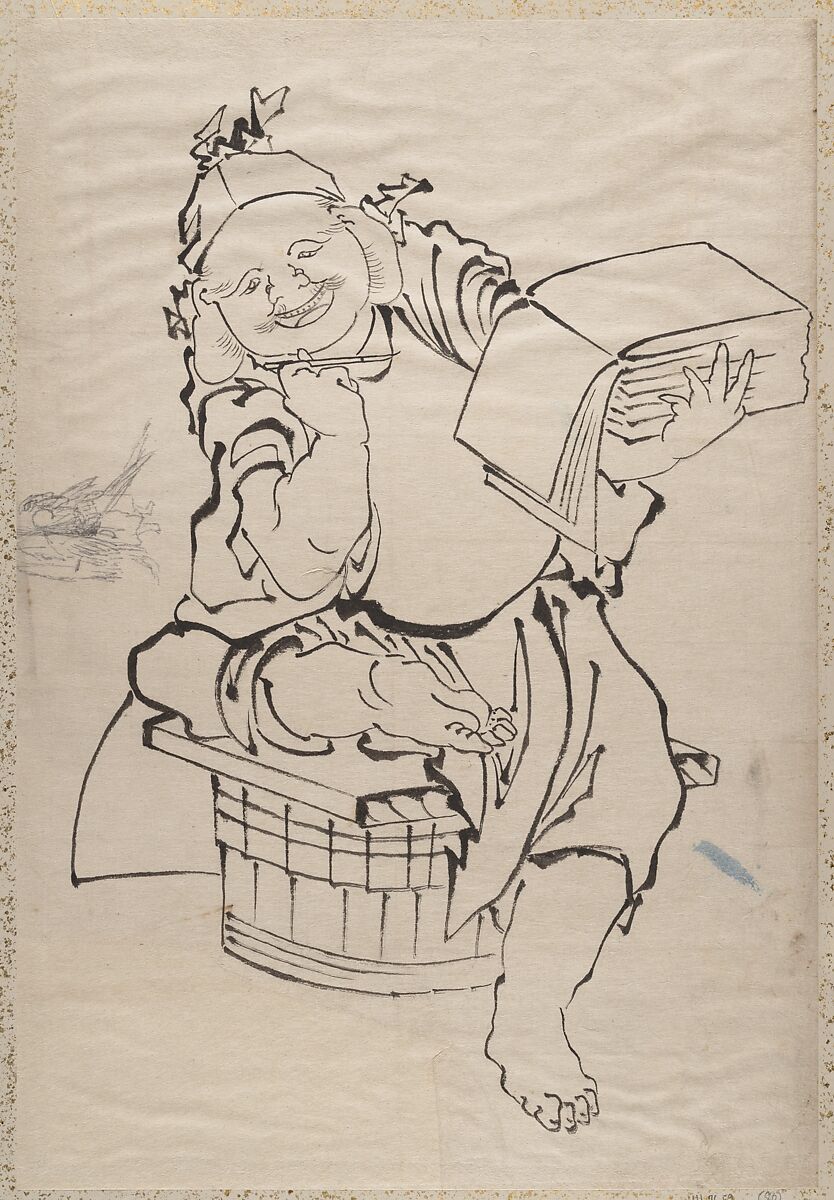 Album of Sketches by Katsushika Hokusai and His Disciples, Katsushika Hokusai (Japanese, Tokyo (Edo) 1760–1849 Tokyo (Edo)), Album of ninety-seven leaves; ink and color on paper, Japan