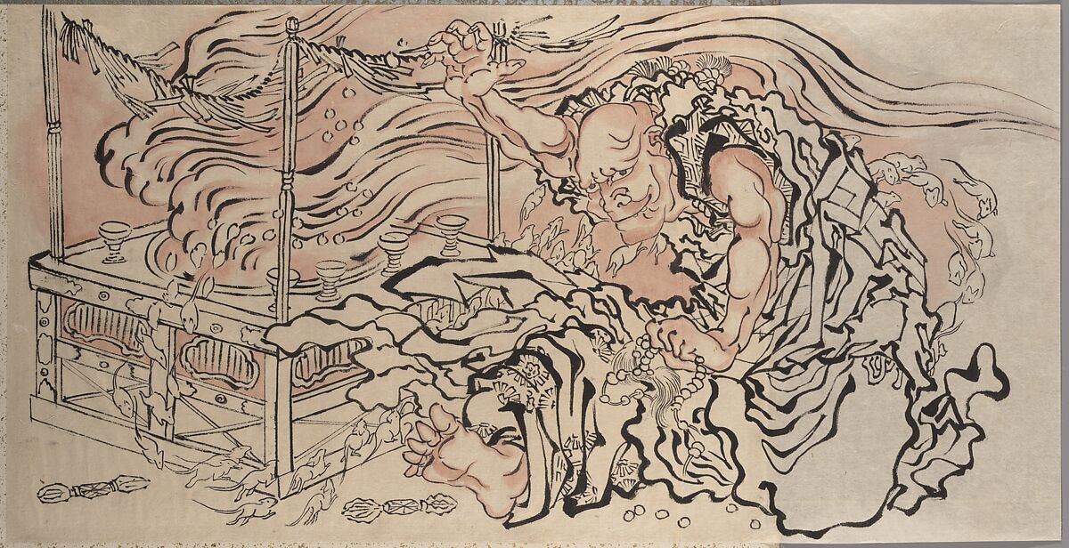 Album of Sketches by Katsushika Hokusai and His Disciples, Katsushika Hokusai (Japanese, Tokyo (Edo) 1760–1849 Tokyo (Edo)), Album of ninety-seven leaves; ink and color on paper, Japan