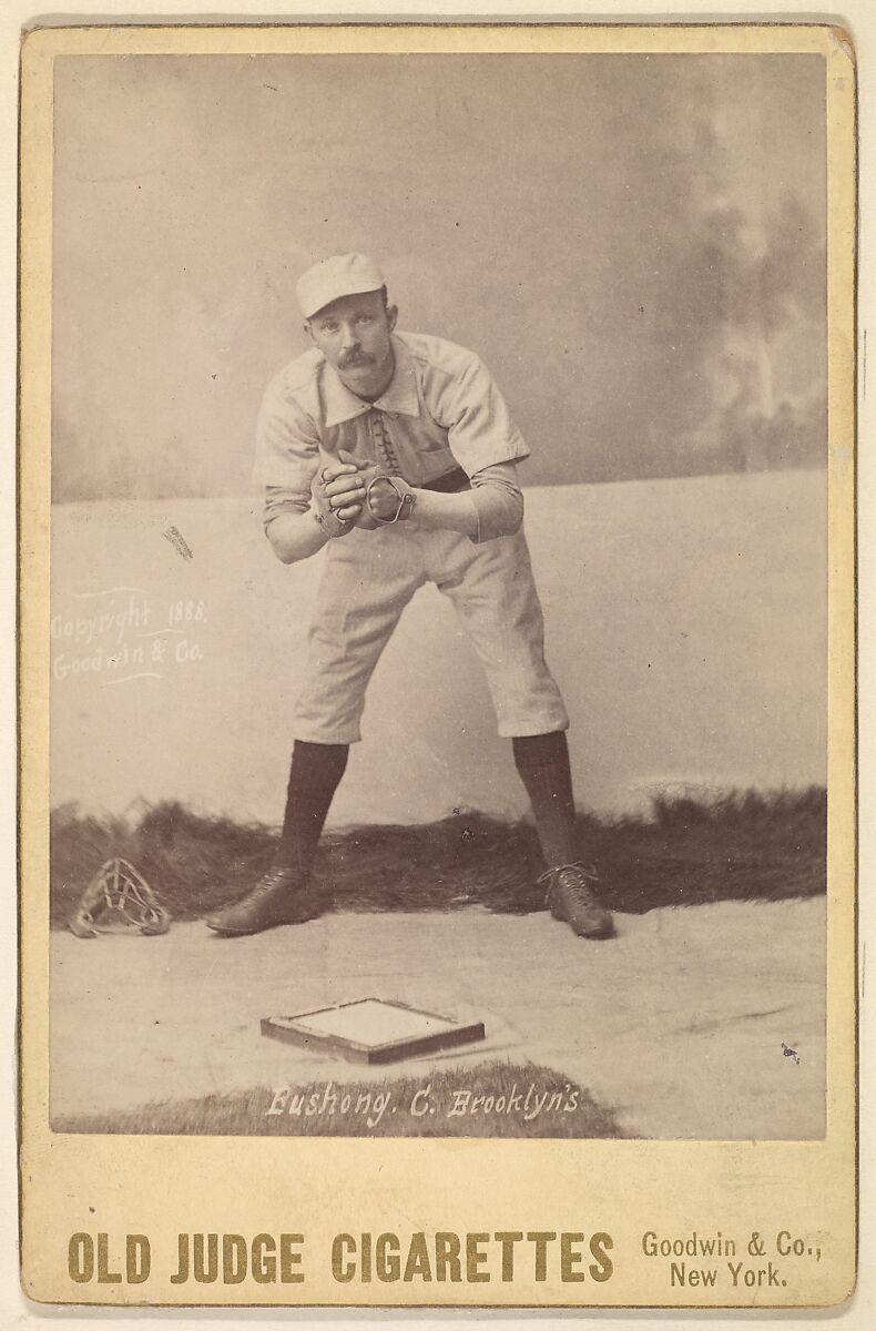Albert John "Doc" Bushong, Catcher, Brooklyn, from the series Old Judge Cigarettes, Issued by Goodwin &amp; Company, Albumen photograph, cabinet card 