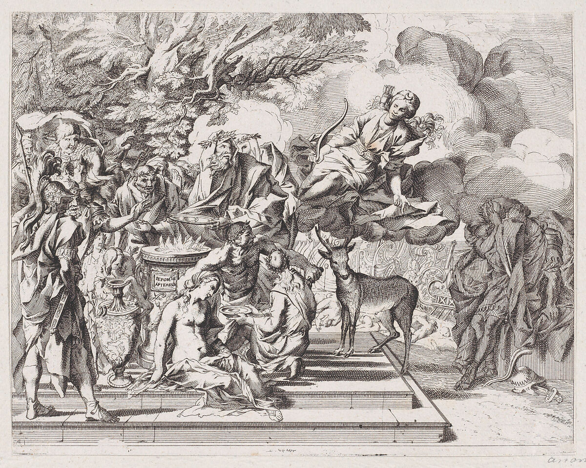 The sacrifice of Iphigenia, Attributed to Arnold van Westerhout (Flemish, Antwerp 1651–1725 Rome), Etching 
