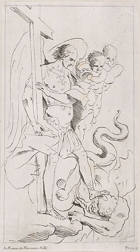 Saint Michael the Archangel crushing the demon underfoot