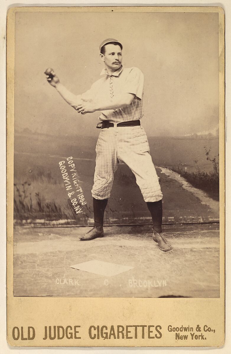 Clark, Catcher, Brooklyn, from the series Old Judge Cigarettes, Goodwin &amp; Company, Albumen photograph, cabinet card 