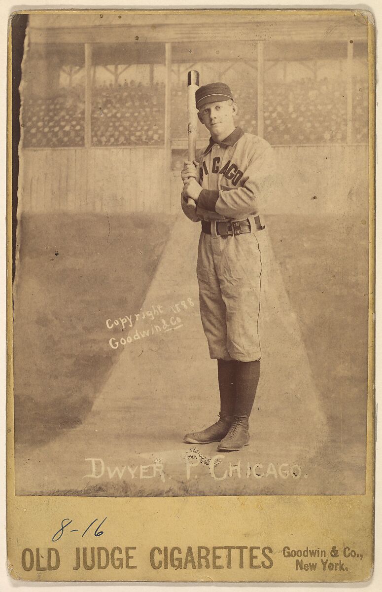 John Francis Dwyer, Pitcher, Chicago, from the series Old Judge Cigarettes, Issued by Goodwin &amp; Company, Albumen photograph, cabinet card 