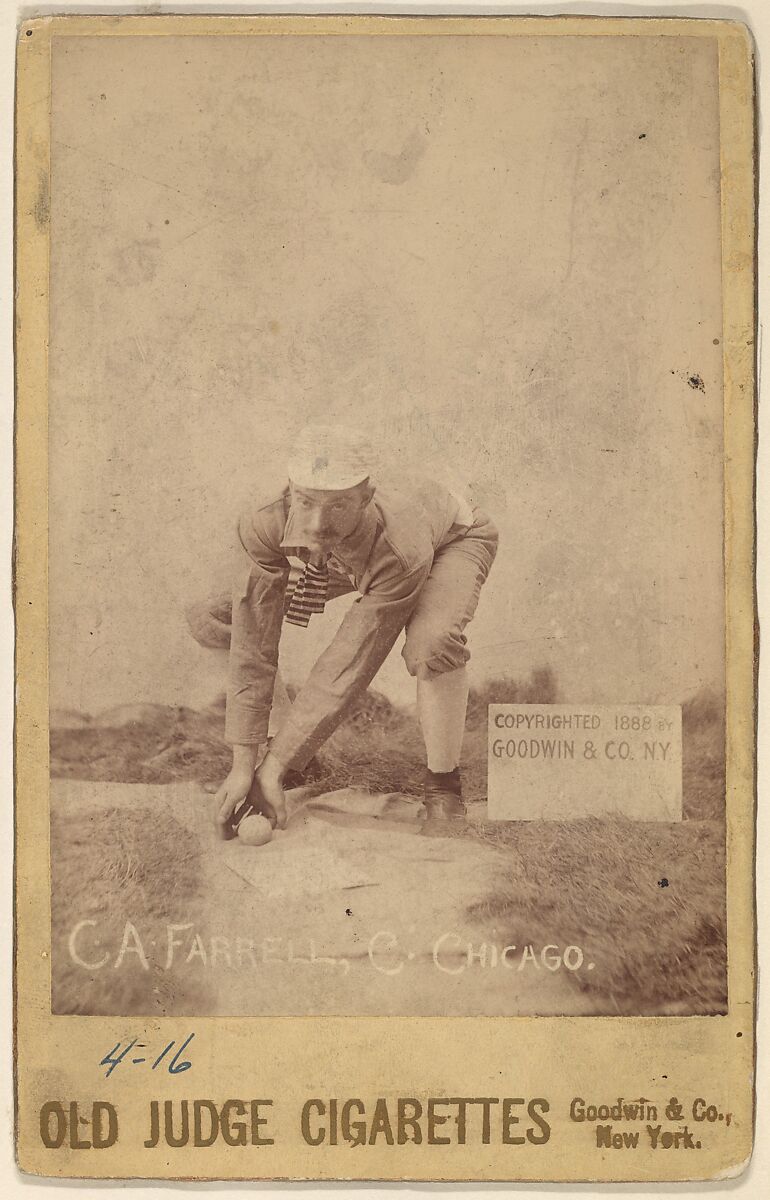 Charles Andrew Farrell, Catcher, Chicago, from the series Old Judge Cigarettes, Issued by Goodwin &amp; Company, Albumen photograph, cabinet card 