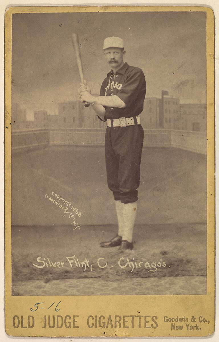 "Silver Flint" Frank Sylvester Flint, Catcher, Chicago, from the series Old Judge Cigarettes, Issued by Goodwin &amp; Company, Albumen photograph, cabinet card 