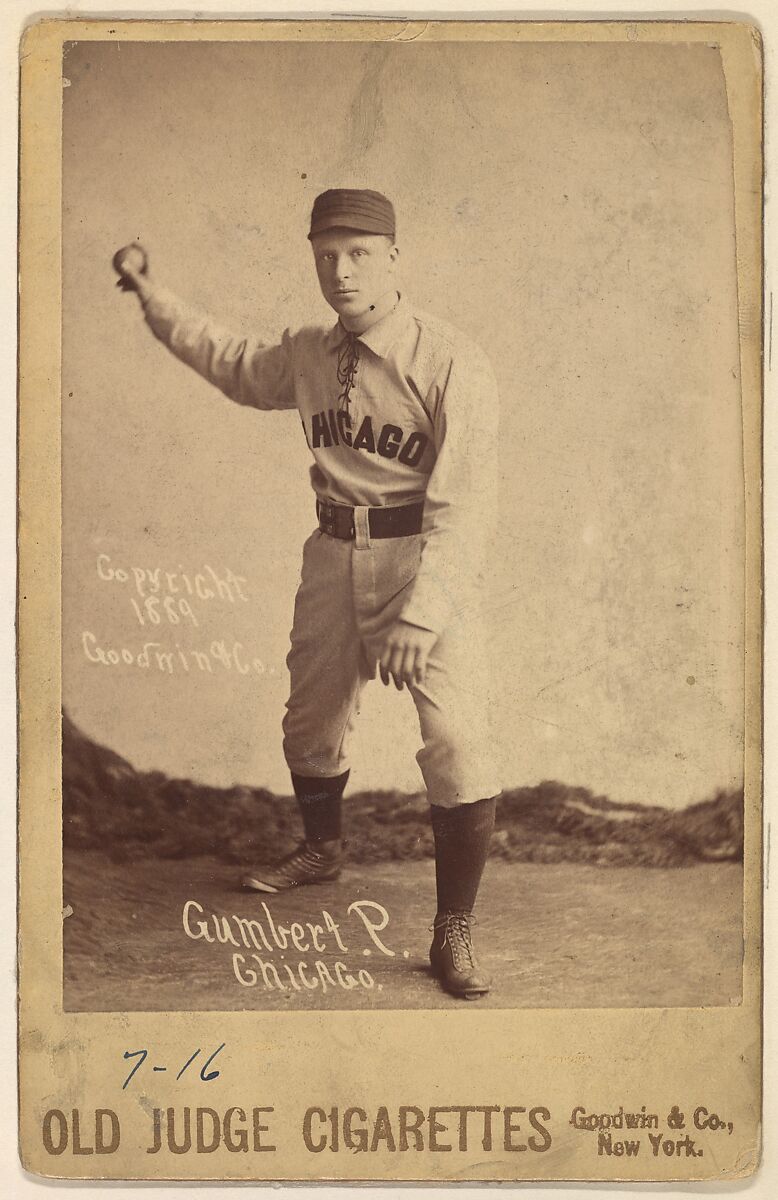 Ad Gumbert, Pitcher, Chicago, from the series Old Judge Cigarettes, Issued by Goodwin &amp; Company, Albumen photograph, cabinet card 