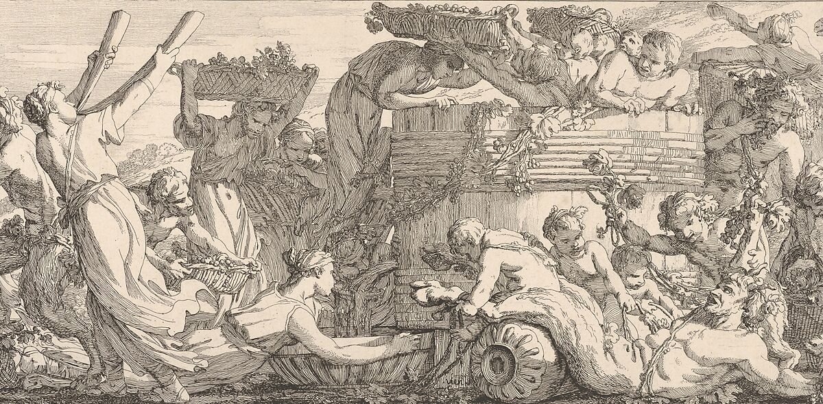 The Arrival of the Wine Vat, Joseph Marie Vien (French, Montpellier 1716–1809 Paris), Etching