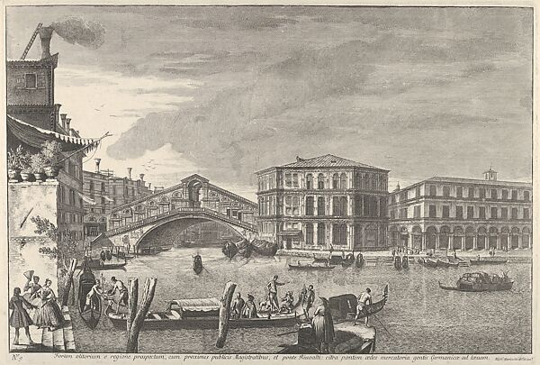 Plate 9: the bridge and market of the Rialto, Venice, from 'Views of Venice' (Magnificentiores Selectioresque Urbis Venetiarum Prospectus)