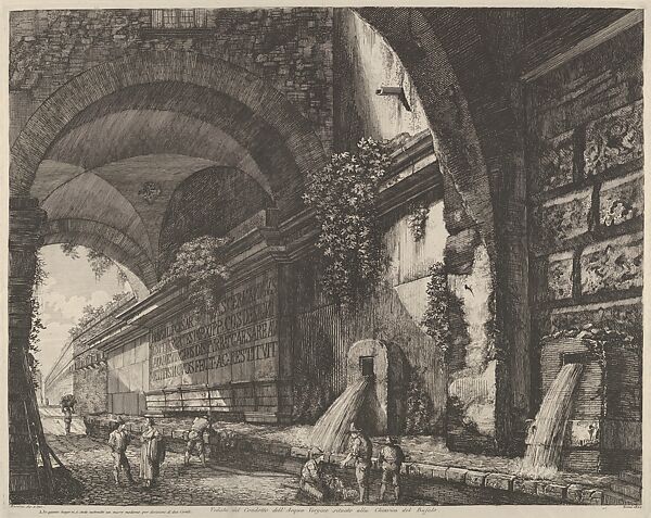 View of the ancient aquaduct and fountains situated near the Chiavica del Bufalo in Rome, from 