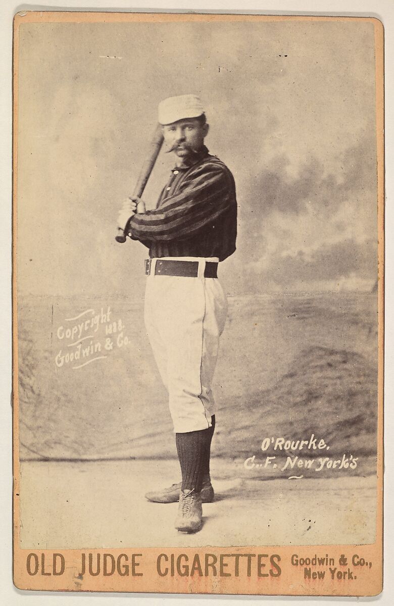 O'Rourke, Center Field, New York, from the series Old Judge Cigarettes, Goodwin &amp; Company, Albumen photograph, cabinet card 