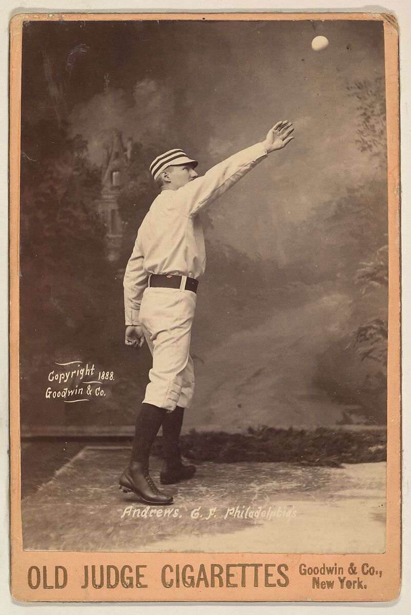 Andrews, Center Field, Philadelphia, from the series Old Judge Cigarettes, Goodwin &amp; Company, Albumen photograph, cabinet card 