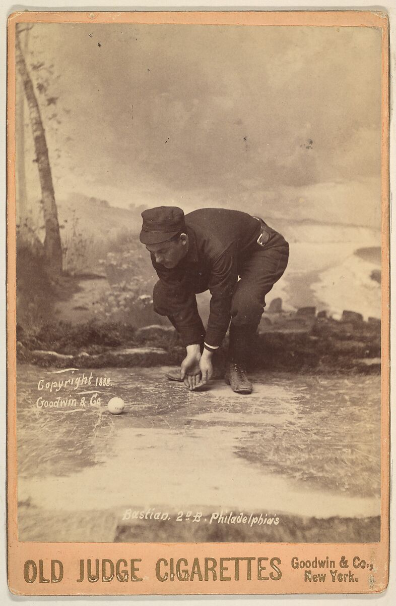 Bastian, 2nd Base, Philadelphia, from the series Old Judge Cigarettes, Issued by Goodwin &amp; Company, Albumen photograph, cabinet card 