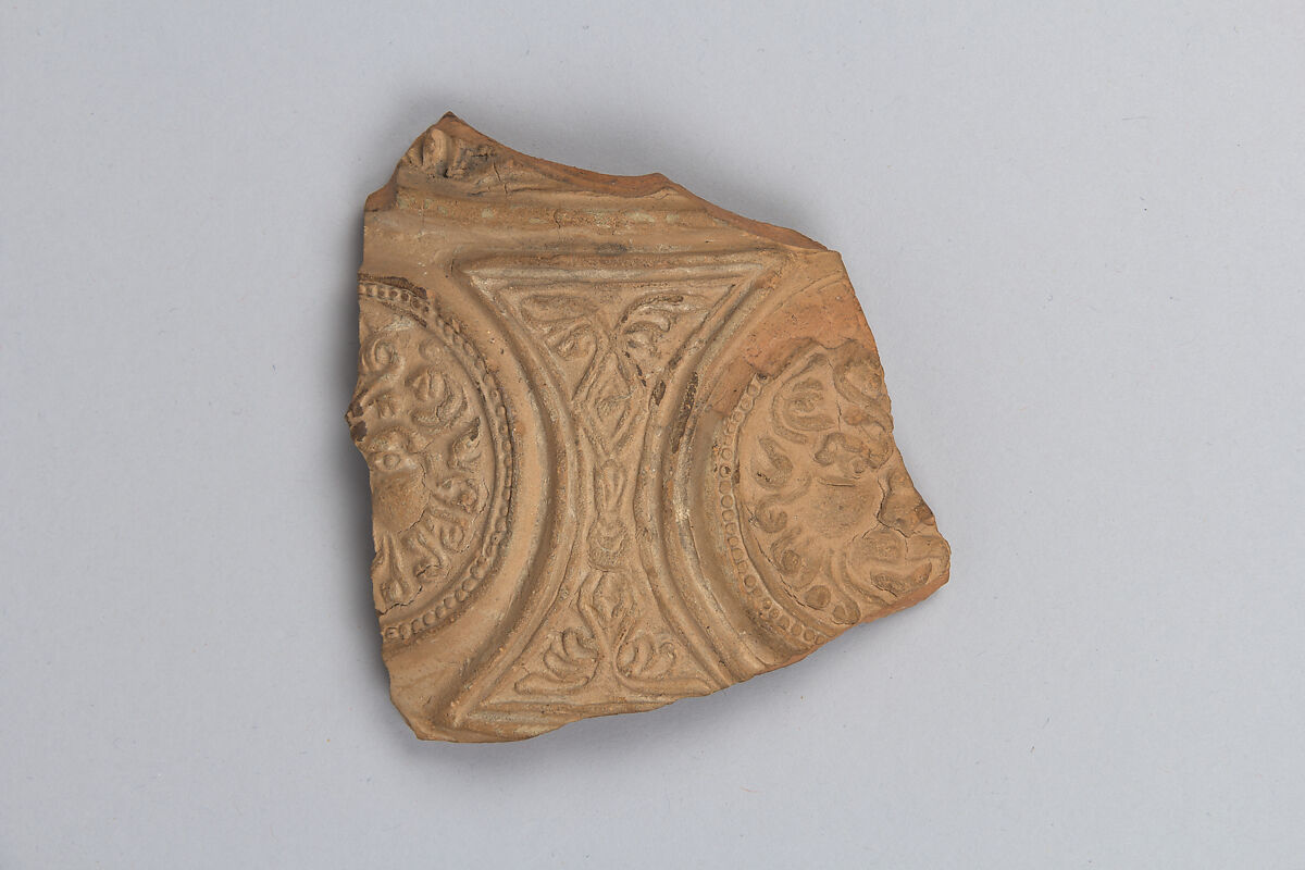 Shard with Ornament, Terracotta, Central Asia 