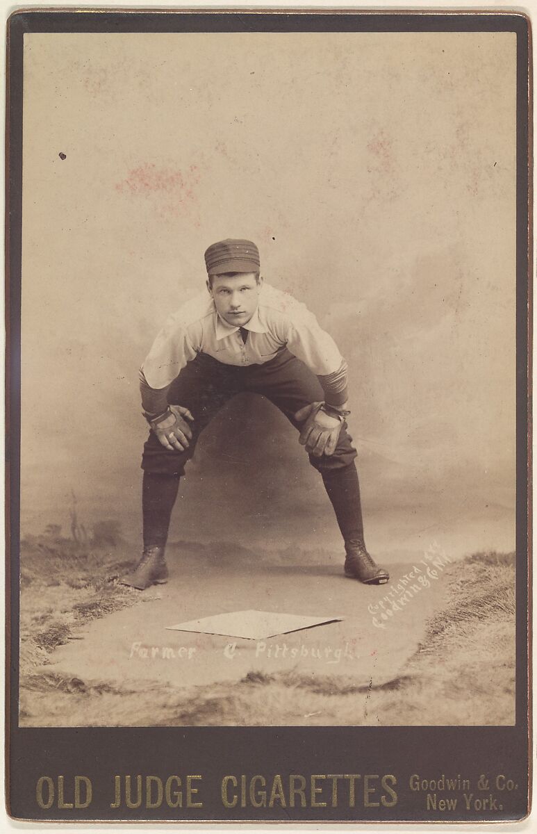 William Charles Farmer, Catcher, Pittsburgh, from the series Old Judge Cigarettes, Issued by Goodwin &amp; Company, Albumen print photograph, cabinet card 