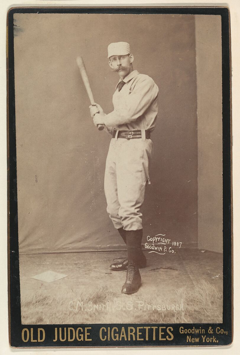 C. M. Smith, Shortstop, Pittsburgh, from the series Old Judge Cigarettes, Goodwin &amp; Company, Albumen print photograph, cabinet card 