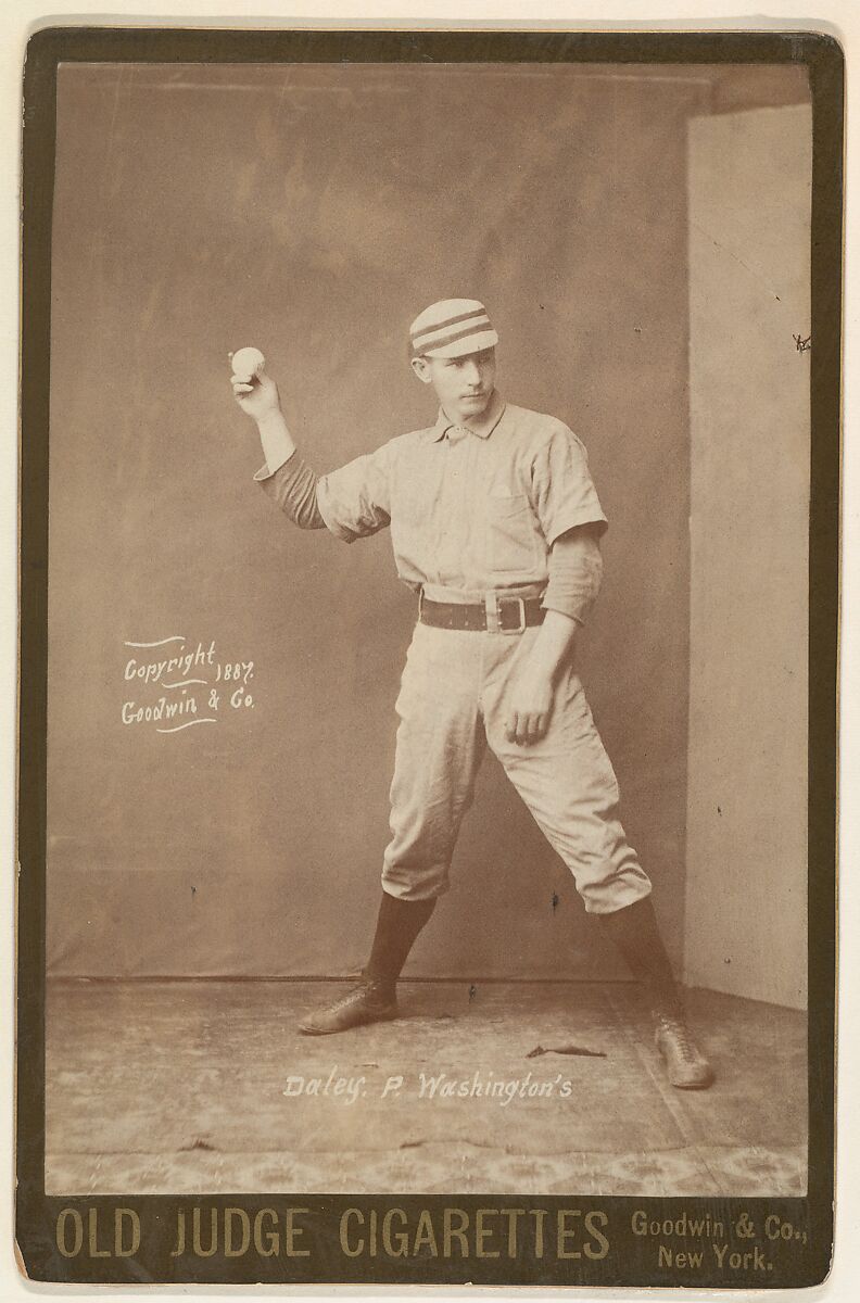 Daley, Pitcher, Washington, from the series Old Judge Cigarettes, Issued by Goodwin &amp; Company, Albumen print photograph, cabinet card 