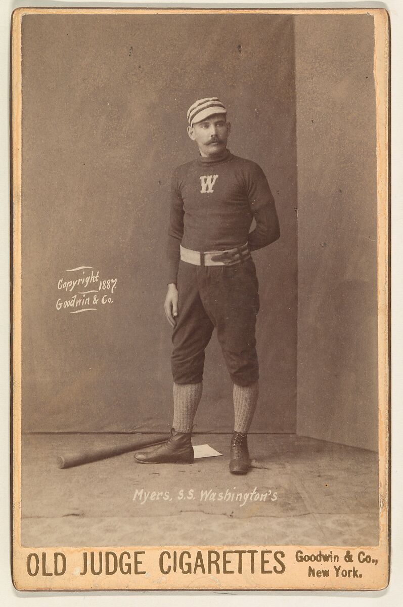 Myers, Shortstop, Washington, from the series Old Judge Cigarettes, Issued by Goodwin &amp; Company, Albumen print photograph, cabinet card 