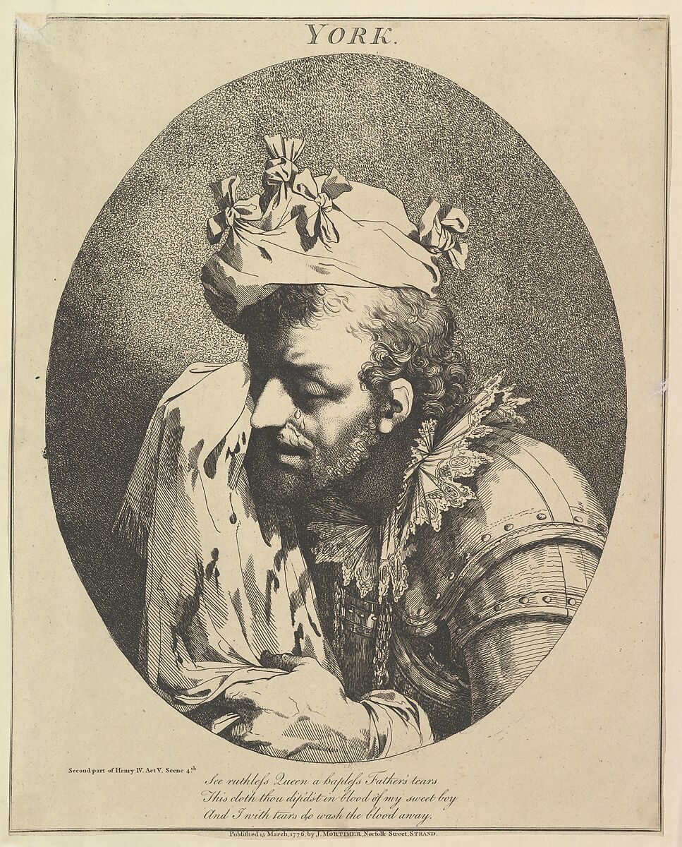 Duke of York, from "Twelve Characters from Shakespeare", John Hamilton Mortimer (British, Eastbourne 1740–1779 London), Etching 
