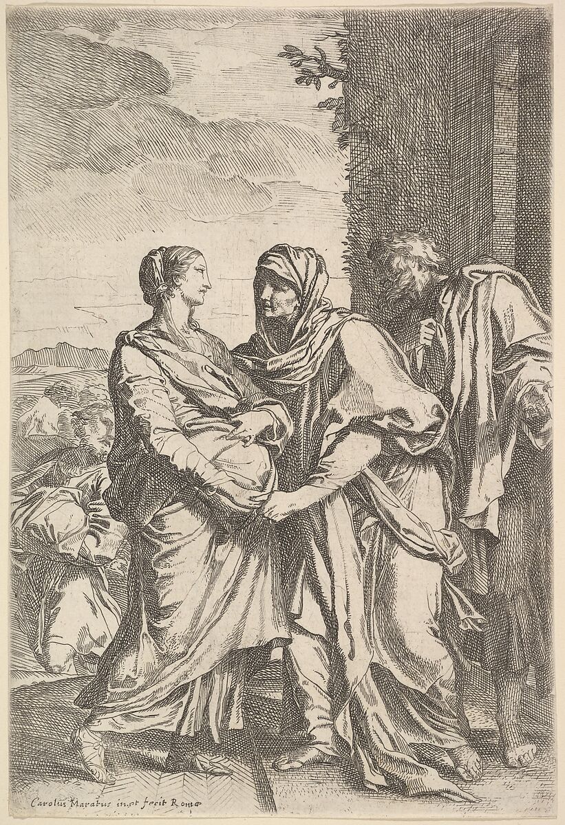 The Visitation, Carlo Maratti (Italian, Camerano 1625–1713 Rome), Etching; second state of two (Bartsch) 