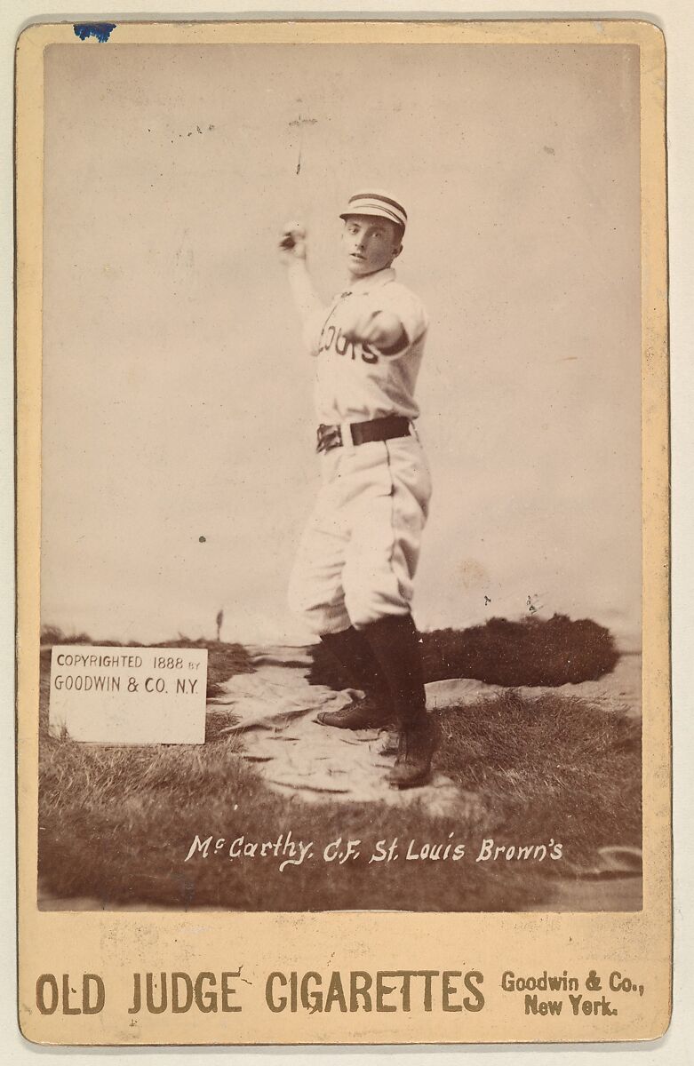 McCarthy, Center Field, St. Louis Browns, from the series Old Judge Cigarettes, Issued by Goodwin &amp; Company, Albumen print photograph, cabinet card 