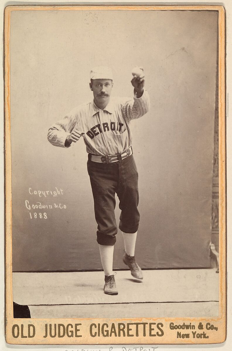 Baldwin, Pitcher, Detroit, from the series Old Judge Cigarettes, Issued by Goodwin &amp; Company, Albumen print photograph, cabinet card 