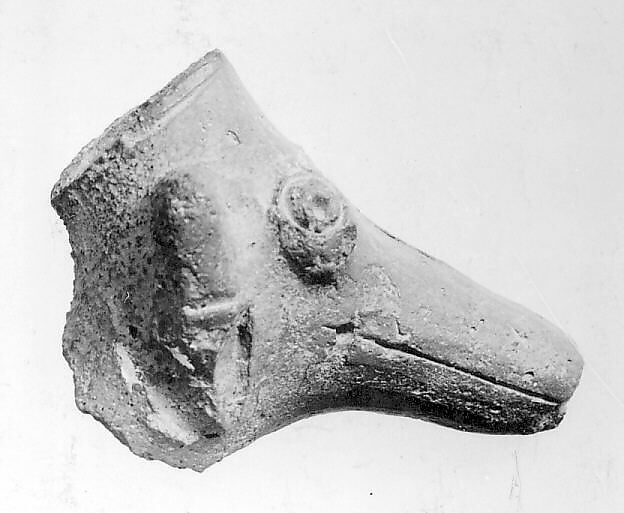 Fragment of a Grotesque Head, Terracotta, Central Asia 