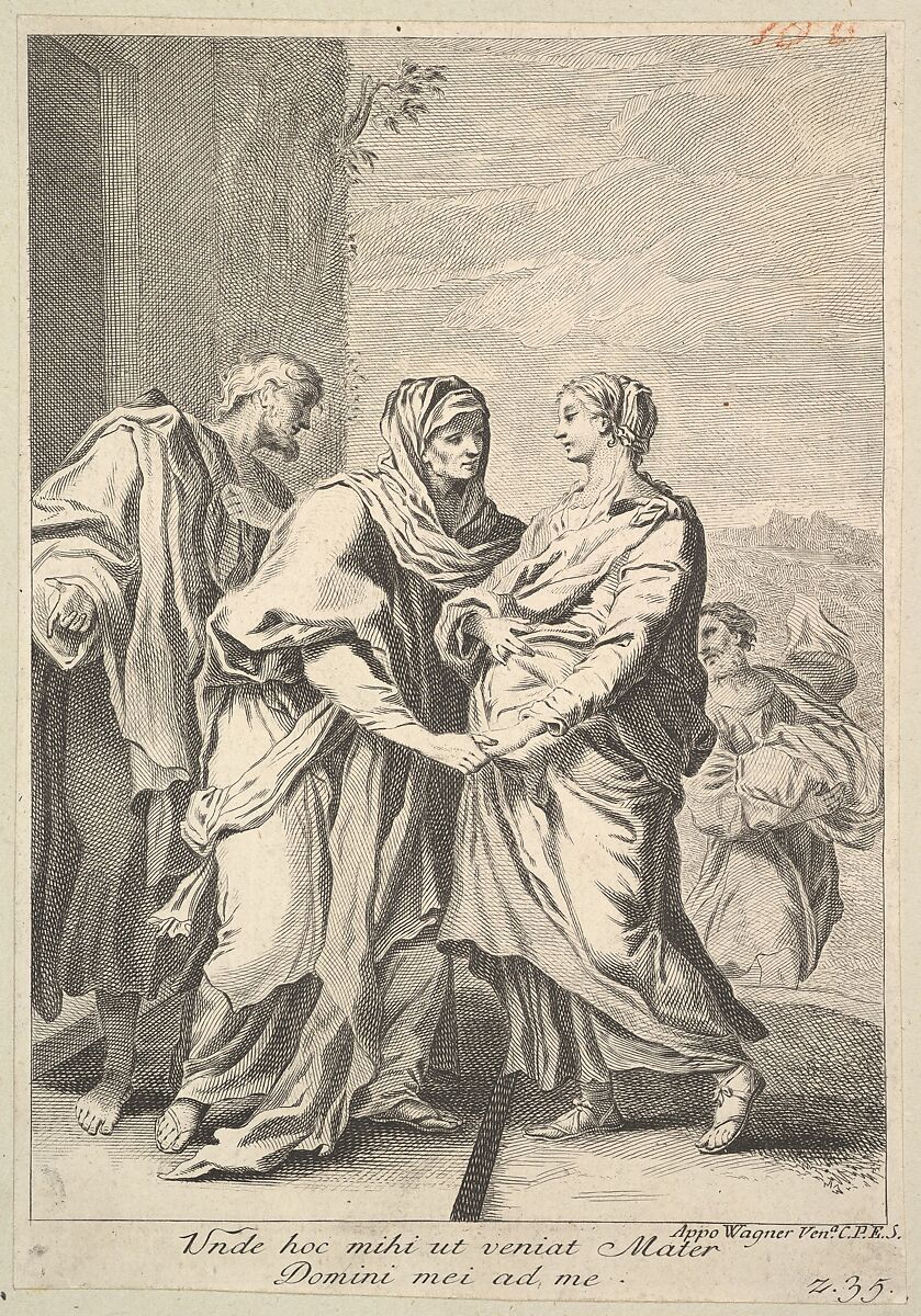 Visitation (copy in reverse), Joseph Wagner (Italian, Thalendorf 1706–1780 Venice), Engraving; reverse copy 