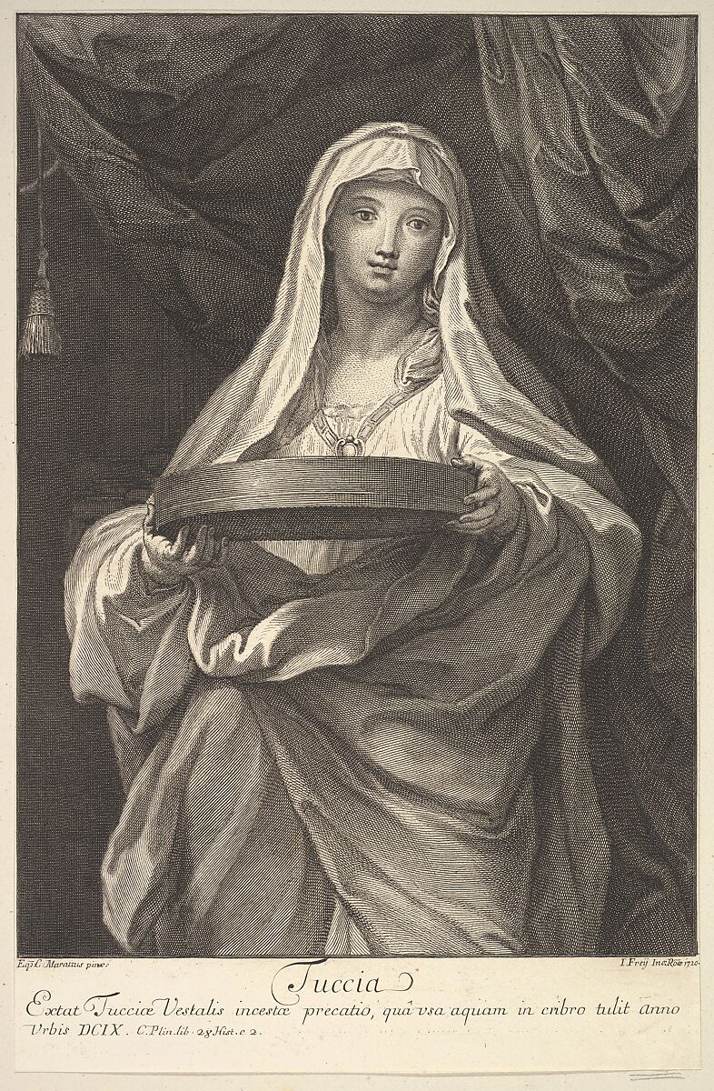 Tuccia, Johann Jakob Frey the Elder (Swiss, active in Rome 1681–1752), Engraving 