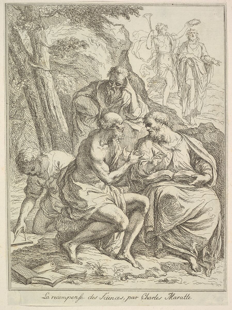 La recompense des Sciences, After Carlo Maratti (Italian, Camerano 1625–1713 Rome), Etching 