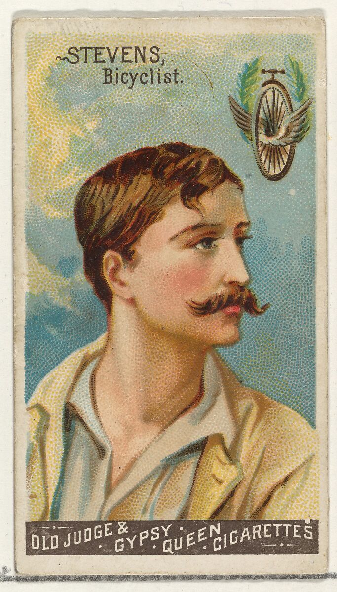 Stevens, Bicyclist, from the Goodwin Champion series for Old Judge and Gypsy Queen Cigarettes, Issued by Goodwin &amp; Company, Commercial color lithograph 