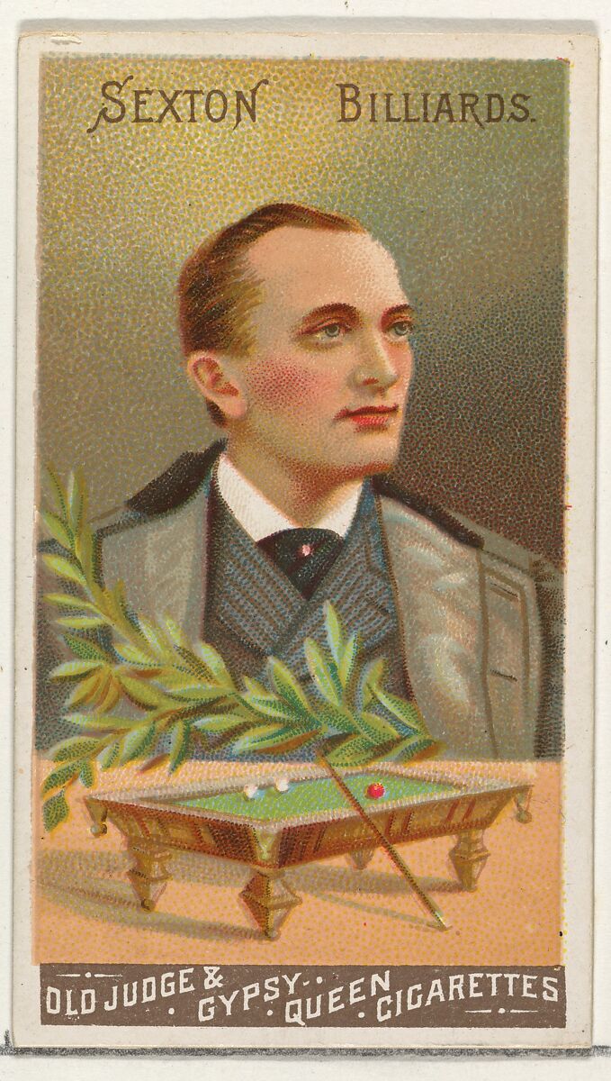 Sexton, Billiards, from the Goodwin Champion series for Old Judge and Gypsy Queen Cigarettes, Issued by Goodwin &amp; Company, Commercial color lithograph 