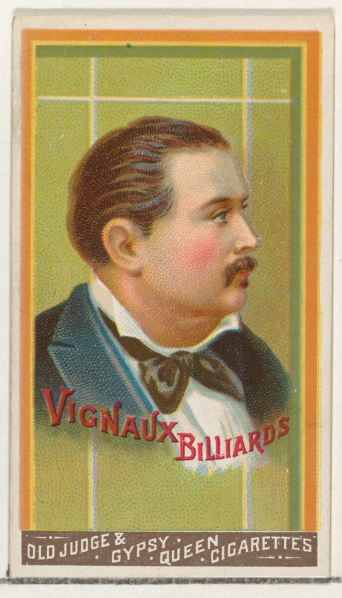 Vignaux, Billiards, from the Goodwin Champion series for Old Judge and Gypsy Queen Cigarettes, Issued by Goodwin &amp; Company, Commercial color lithograph 