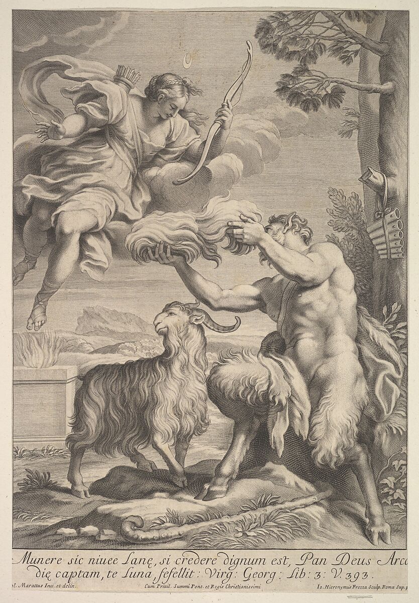 Pan foiled by Diana, Giovanni Girolamo Frezza (Italian, Canemorto 1671–ca. 1748 Rome), Engraving 