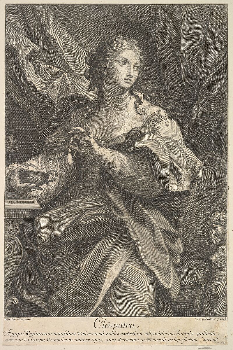 Cleopatra, Johann Jakob Frey the Elder (Swiss, active in Rome 1681–1752), Engraving 