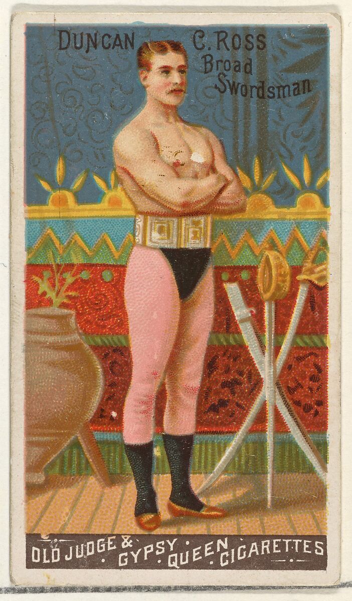 Duncan C. Ross, Broad Swordsman, from the Goodwin Champion series for Old Judge and Gypsy Queen Cigarettes, Issued by Goodwin &amp; Company, Commercial color lithograph 