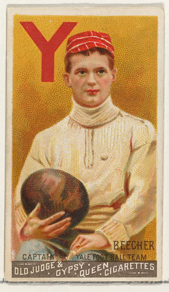 Edwin Beecher, Captain, Yale University Football Team, from the Goodwin Champion series for Old Judge and Gypsy Queen Cigarettes, Issued by Goodwin &amp; Company, Commercial color lithograph 