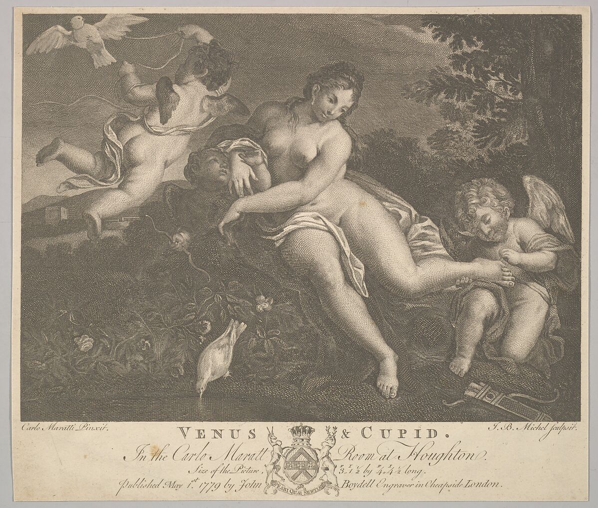 Venus and Cupid, Jean-Baptiste Michel (French, Paris 1748–1804 Paris), Engraving and etching 