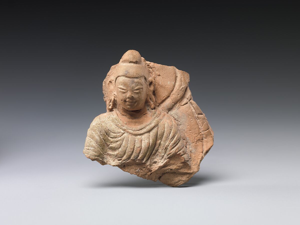 Buddha with Halo and Mandorla, Terracotta, China (Xinjiang Autonomous Region) 
