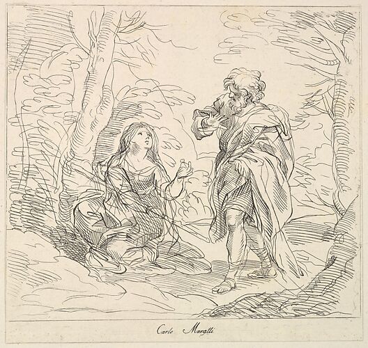 Seated woman and Bearded Man in a Landscape