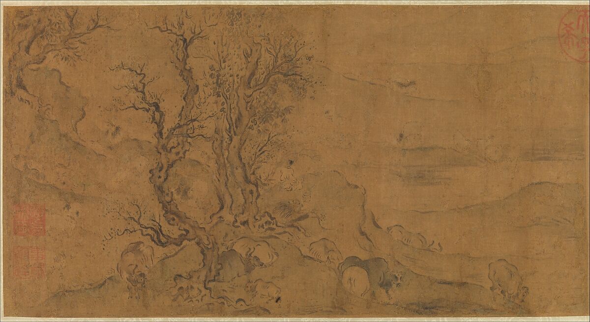 Courtly Odes, Beginning with "Wild Geese", Ma Hezhi (Chinese, ca. 1130–ca. 1170) and Assistants, Handscroll; ink and color on silk, China