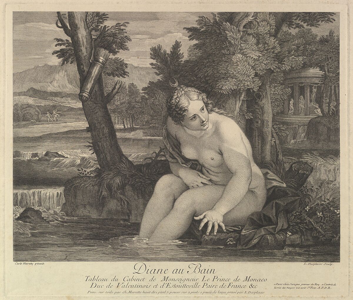 Diana at the Bath, Louis Desplaces (French, Paris 1682–1739 Paris), Etching and engraving 