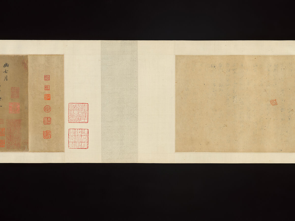 Odes of the State of Bin, Ma Hezhi (Chinese, ca. 1130–ca. 1170)  , and Assistants, Handscroll; ink, color, gold and silver on silk, China