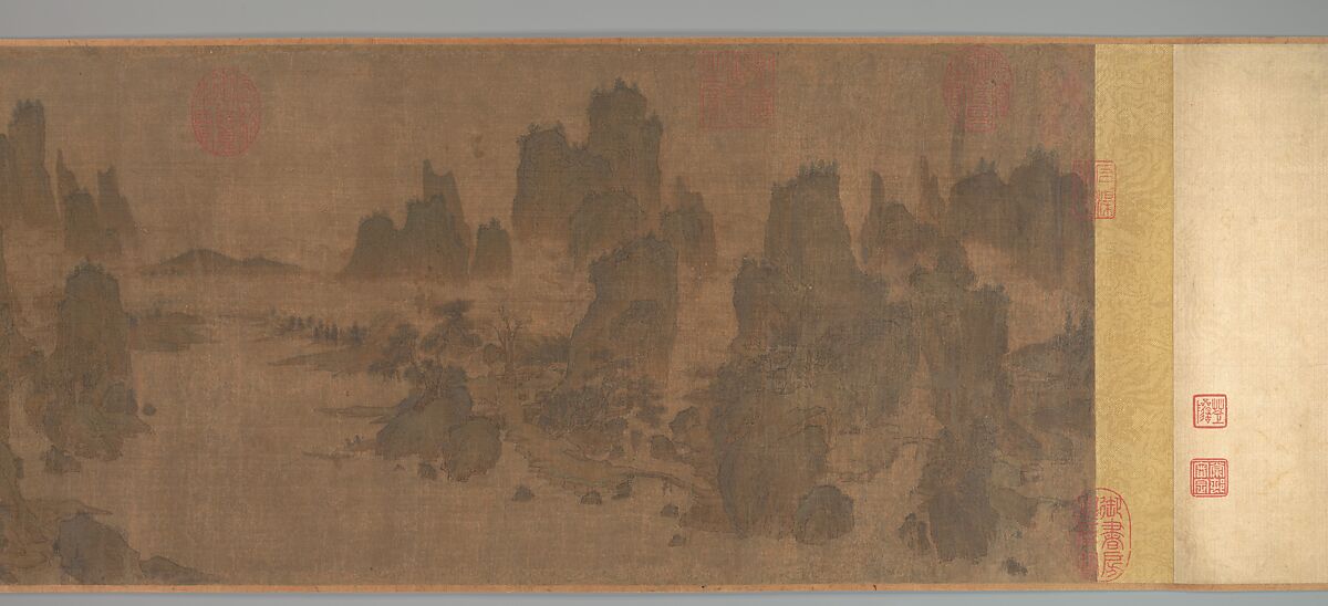 Retreats in the Spring Hills, Unidentified artist, Handscroll; ink and color on silk, China